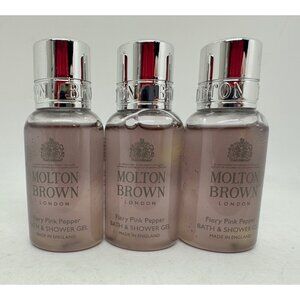 Molton Brown Fiery Pink Pepper Bath Shower Gel 30ml Travel Size Made England Set